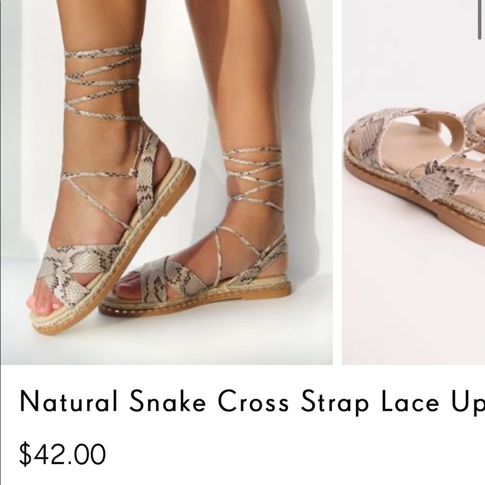 NWT Snake Lace-Up Sandals (PRETTYLITTLETHING)